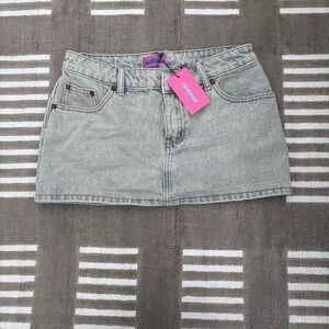 Edikted Light Gray Denim Mini Skirt